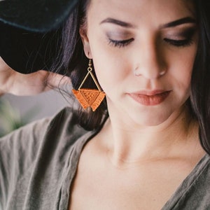 Earrings, Boho, Handcrafted, Macramé, Dangle Earrings, Fashion, Vintage, Style, Jewelry, Accessories, On Trend, Hypoallergenic, Lightweight,