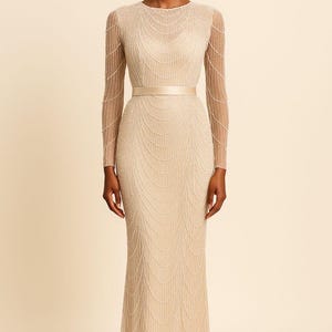 mac duggal dress Pink Sequined Long Sleeve Gown This elegant dress embodies B2B Color:Red Velvet ($118.66) S M L Fashion