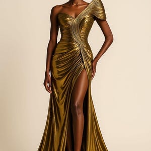 BAE ONE SHOULDER BRALET DETAIL ASYMMETRIC DRESS - GOLD