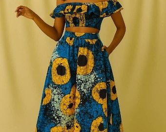 LUMI  Vibrant Ankara Two-Piece Set (Crop Top & Palazzo Pants)