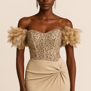 champagne color dress on dark skin Glowing Champagne Square Mermaid Straps Prom Dresses Sequins Sleeveless With Beads