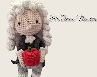 Isaac Newton mit einem Apfel Häkelanleitung