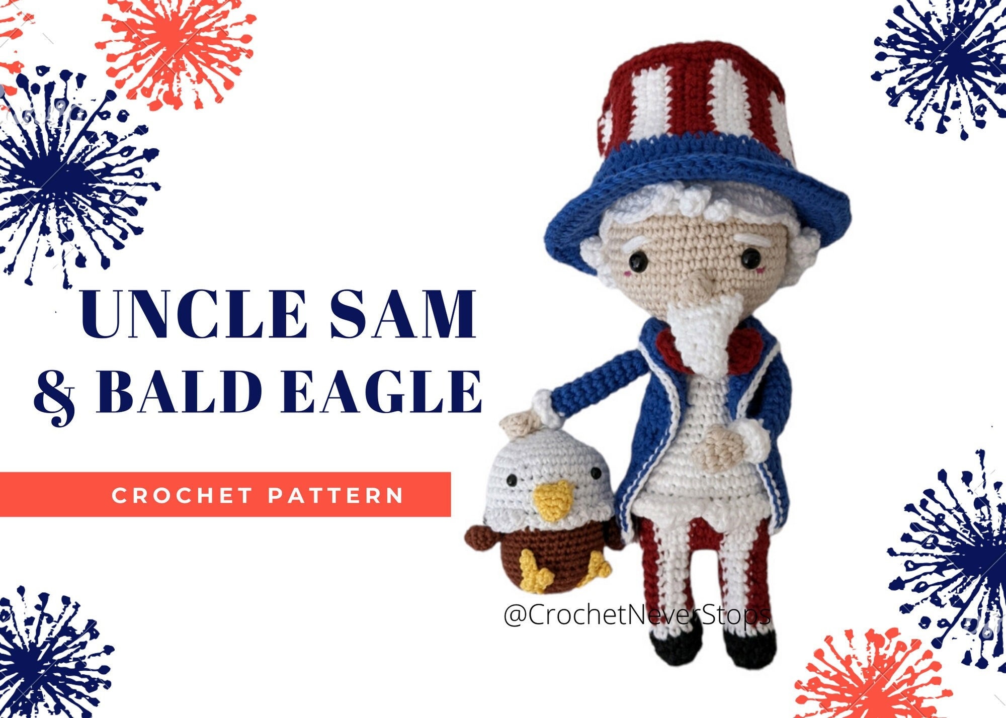 Uncle Sam and the Bald Eagle, American Patriotic Crochet Doll Pattern ...