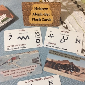 Hebrew Aleph Bet Flash Cards with Ancient Pictograph, Paleo & Modern Letters