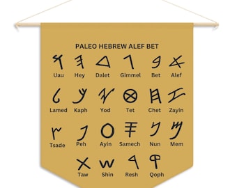 Paleo Hebrew Aleph Bet Chart on Pennant | Hanging Wall Sign |  Hebrew Decor | Learning Hebrew | Hebrew Sign