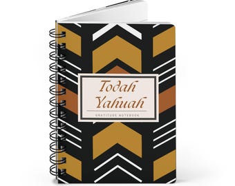 Journal de gratitude Todah Yahuah : carnet de notes en hébreu à imprimé africain (reliure à spirales 5 x 7)