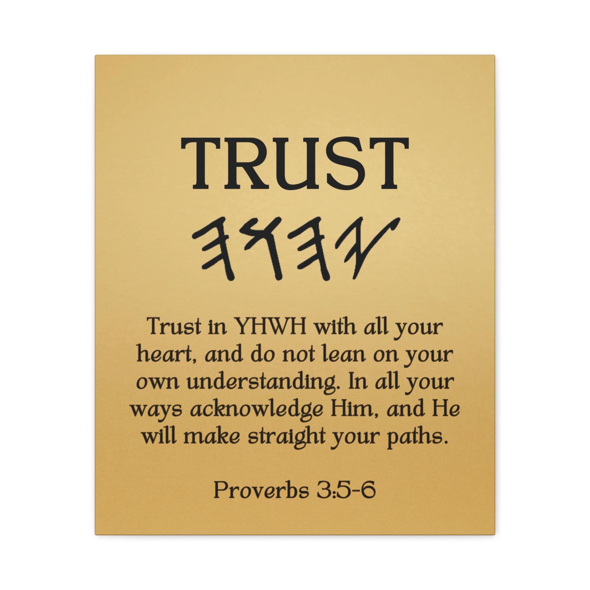 Yhwh Scriptures Trust YHWH Proverbs 3:5-6 | Canvas Wall Art | Torah | Hebrew Home Decor ...