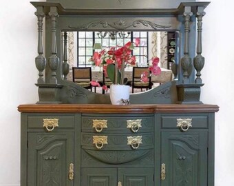 Refurbished Edwardian mirrored sideboard drawers cupboard READ DESCRIPTION