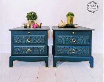 Refurbished Pair Stag Minstrel Bedside Tables Drawers Nightstands PLEASE READ DESCRIPTION