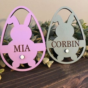 Easter Basket Tag Cut File - Bunny Tag SVG File - Laser Easter Ornament File - Personalized Name Tag File_Glowforge Cut File