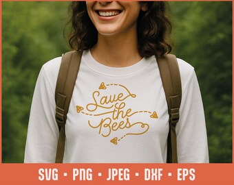 Rädda bina SVG – Bicitat-klippfil för Cricut, Glowforge, sublimering, eko-tröja, trädgårdsskylt, natur-SVG, miljödesign
