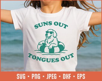 Hundsommar SVG - Solar Out Tongues Out – Rolig hundklippfil för Cricut, Sublimering, Glowforge, Pet Bandana, Hundmammaskjorta, Valp SVG