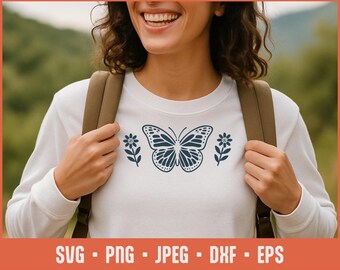 Monarkfjäril SVG – Boho Nature Cut-fil för Cricut, Glowforge, Sublimering, Cottagecore-väggkonst, lasergraveringsdesign