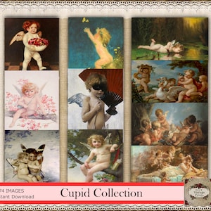 CUPID CUTIES, Valentine Art, Cherubs, Engelen, Seraphines, Putti, Hemelse Baby's, Valentine ATC, Romantiek, Liefde, Harten, Kussen, Amour, Amore
