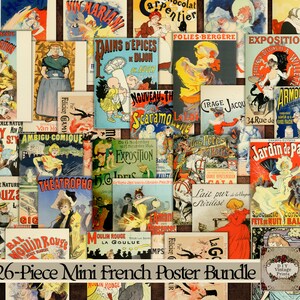 AFFICHE ART NOUVEAU, Affiche française, Moulin Rouge, Éphémère français, Mini affiches, Ensemble de collage, Toulouse-Lautrec, Art de la Belle Epoque, Art du théâtre