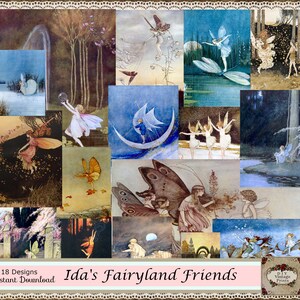 LOVELY FAIRY Art, Vintage PIXIES, Sprites, Ida Outhwaite, Fairy Collage Sheet, Vintage Illustration, Digital Journal, Altered Art, Scrapbook
