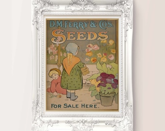 Vintage Ferry Seed Advertisement Print: Art Nouveau Children (Digital Download)