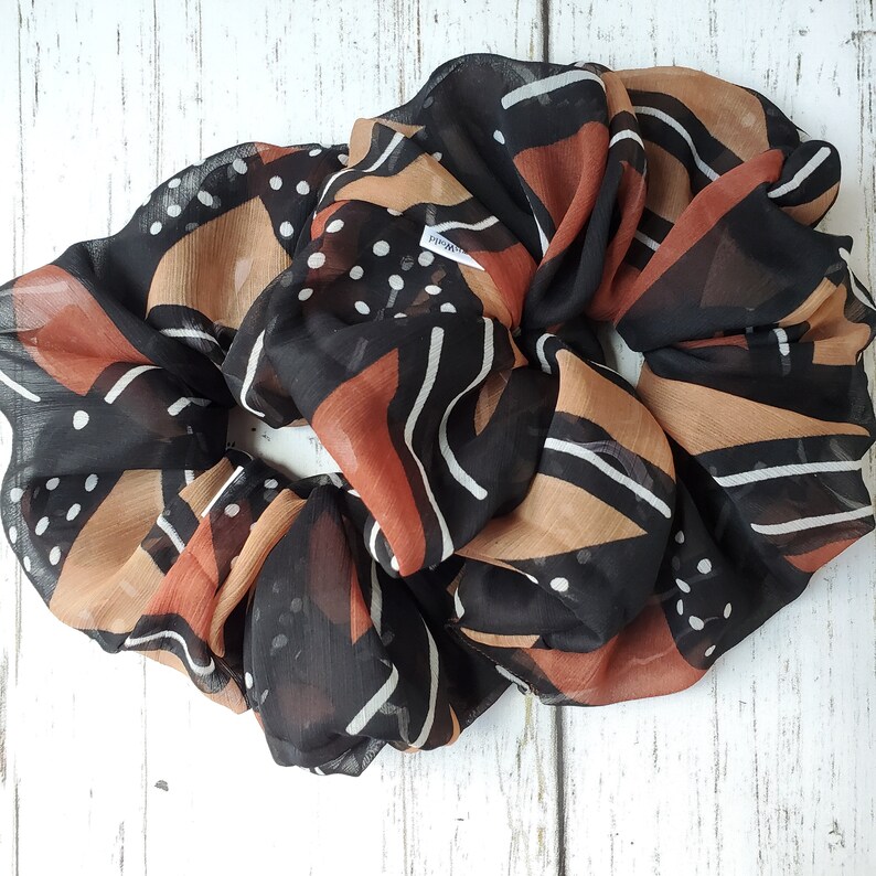 Women\u2019s Scrunchies XL Scrunchy Silk Chiffon Scrunchies Gift for Her Bogolan Scrunchy Ponytail Scrunchy HairTie Silk Scrunchy