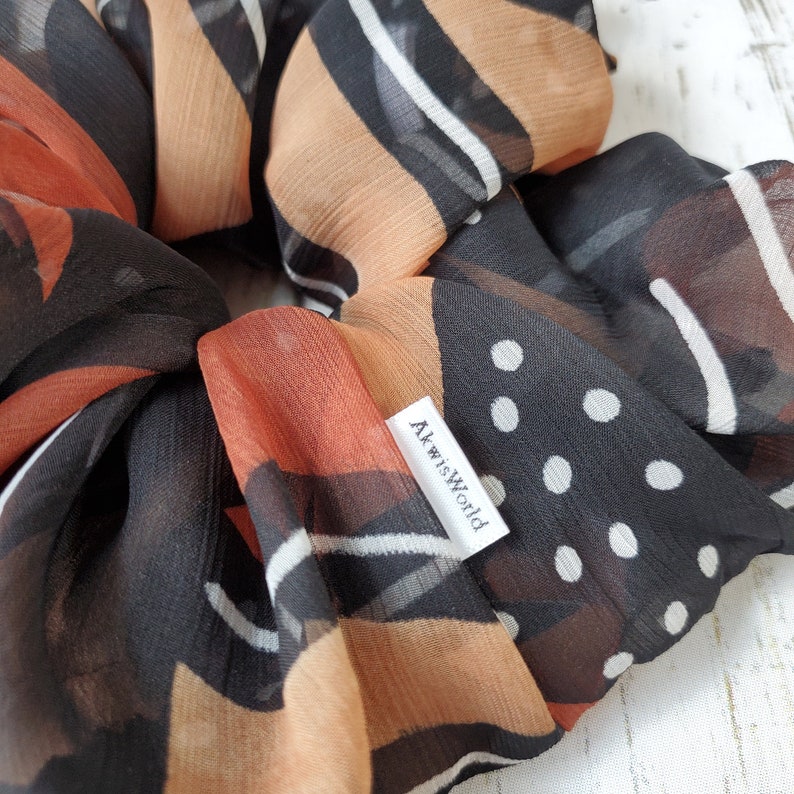 Women\u2019s Scrunchies XL Scrunchy Silk Chiffon Scrunchies Gift for Her Bogolan Scrunchy Ponytail Scrunchy HairTie Silk Scrunchy