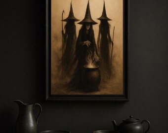 Halloween Wall Art Witchy Decor Printable Vintage Witch Halloween Rustic Halloween Decor Vintage Halloween Painting Vintage Witch Wall Art