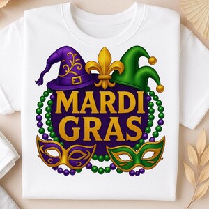 Mardi Gras Png, Carnival Clipart Png, Glitter Mask Sublimation Design, Festive Beads Png, Mardi Gras T-Shirt PNG Digital Download File