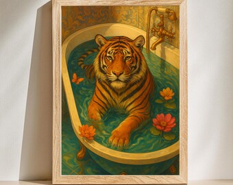 Maximalist wall art, Printable eclectic wall art, Feminist Wall Decor, Digital wall art, Colorful Poster, Trendy Tiger , Digital download .