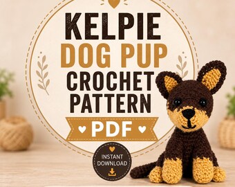 Kelpie Dog haakpatroon pdf, patroon amigurumi puppy, Australian Cattle Dog geïnspireerd pluche, digitale download