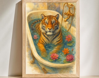 Maximalist wall art, Printable eclectic wall art, Feminist Wall Decor, Digital wall art, Colorful Poster, Trendy Tiger , Digital download .