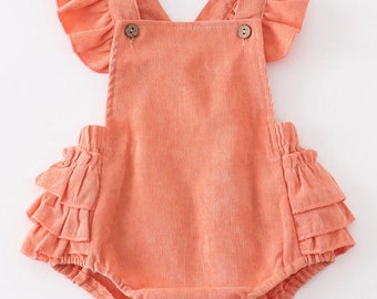 Spring Corduroy Ruffle Romper | Baby Outfit | Soft Everyday Wear | Classic Style