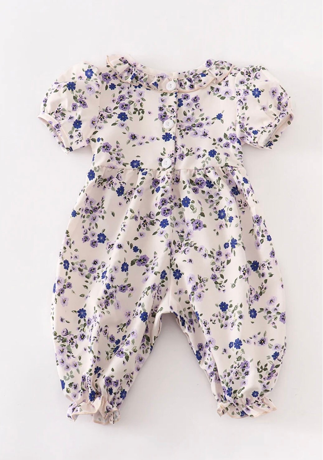 Haptics Floral Smocked Waist Romper with Side Pockets