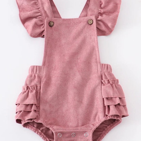 Spring Collection: Suede Ruffle Romper