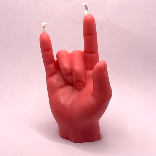 Rock on devil horns and gesture candle scented