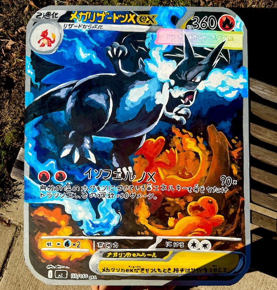 Mega Charizard Ex SAR Life-sized Large Hand Painted Pokmon Card - Etsy
