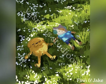 Adventure Time - Stampa artistica rilassante di Finn e Jake