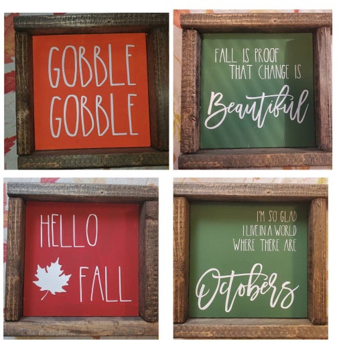 Fall Autumn Mini Signs 6x6 Farmhouse Style Signs - Etsy