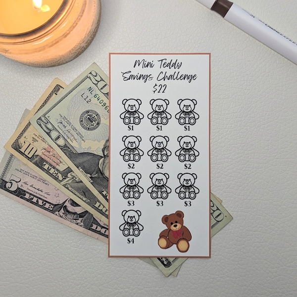 Mini Teddy Savings Challenge | For A6 Envelopes | Cash Envelopes | Monthly Savings