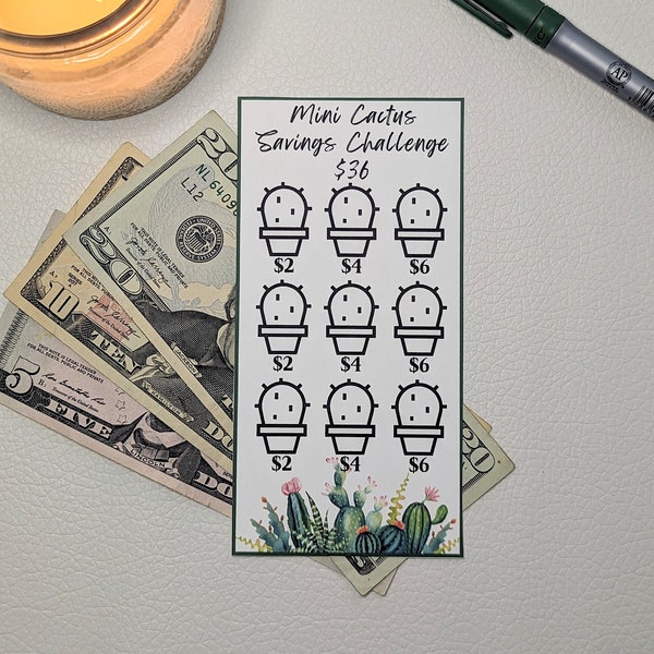 Mini Cactus Savings Challenge | For A6 Envelopes | Cash Envelopes | Monthly Savings