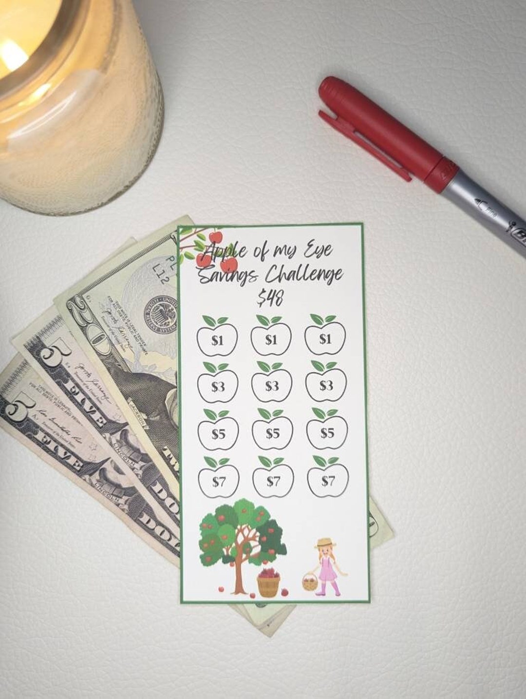 Apple of My Eye Savings Challenge for A6 Envelopes Cash Envelopes Monthly  Savings - Etsy