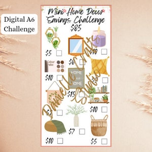 Mini Home Decor Savings Challenge | For A6 Envelopes | Cash Envelopes | Monthly Savings