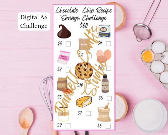 Chocolate Chip Recipe Savings Challenge | For A6 Envelopes | Cash Envelopes | Monthly Savings
