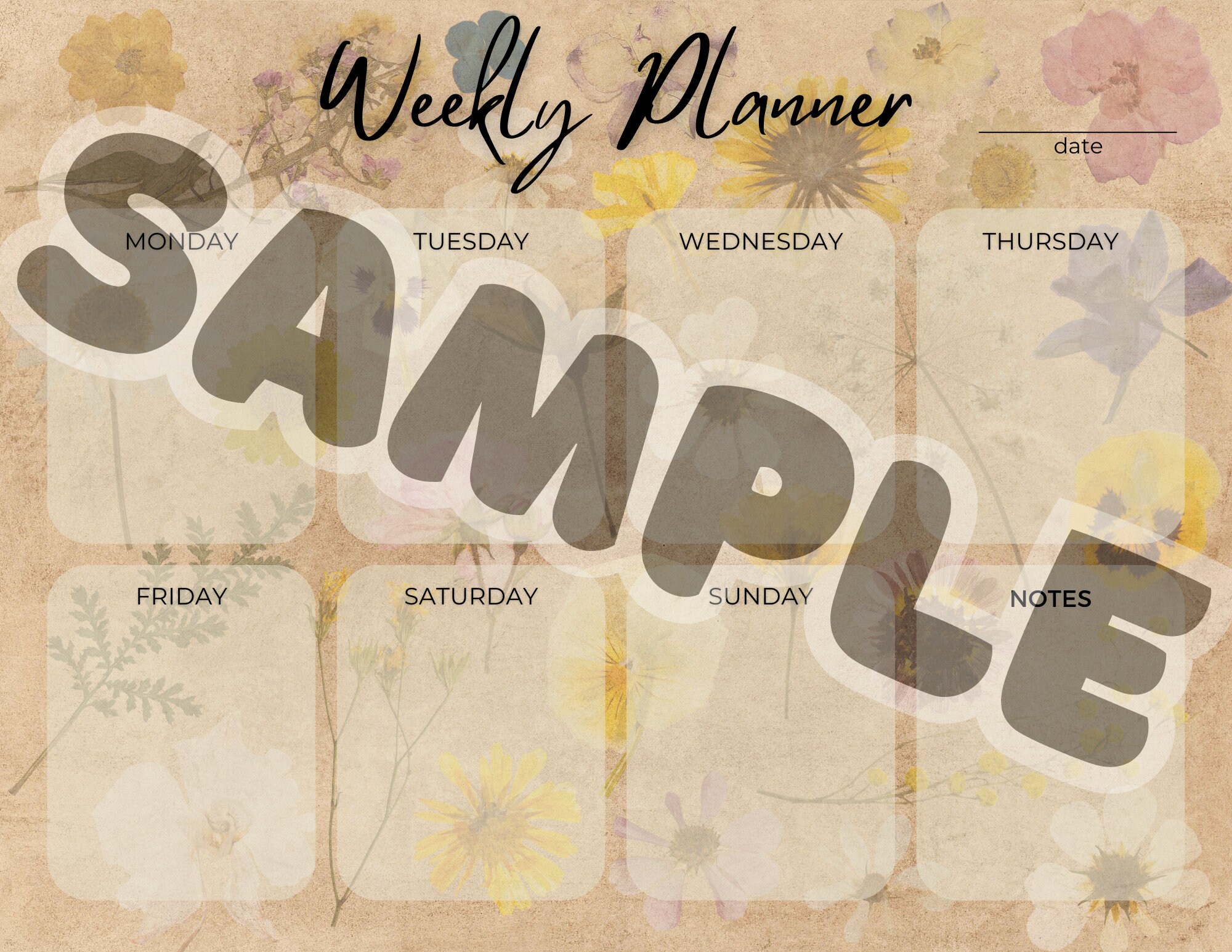 Weekly Daily Planner Digital Planner Printable Planner PDF Pressed ...