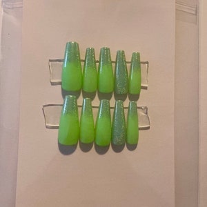 Green Apple | Green Nails | Holo Nails | Press On Nails | Fake Nails
