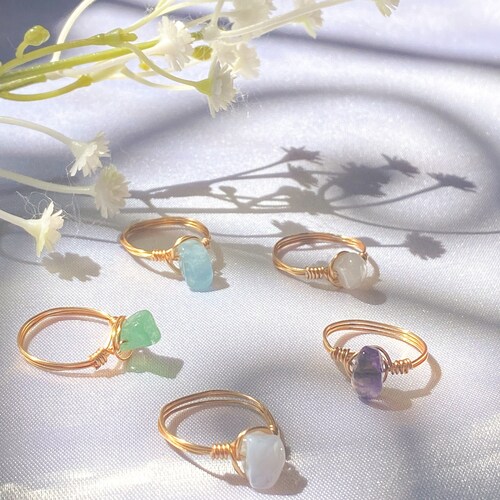Nontarnish Gemstone Wrapped Rings Stone Rings Handmade Etsy
