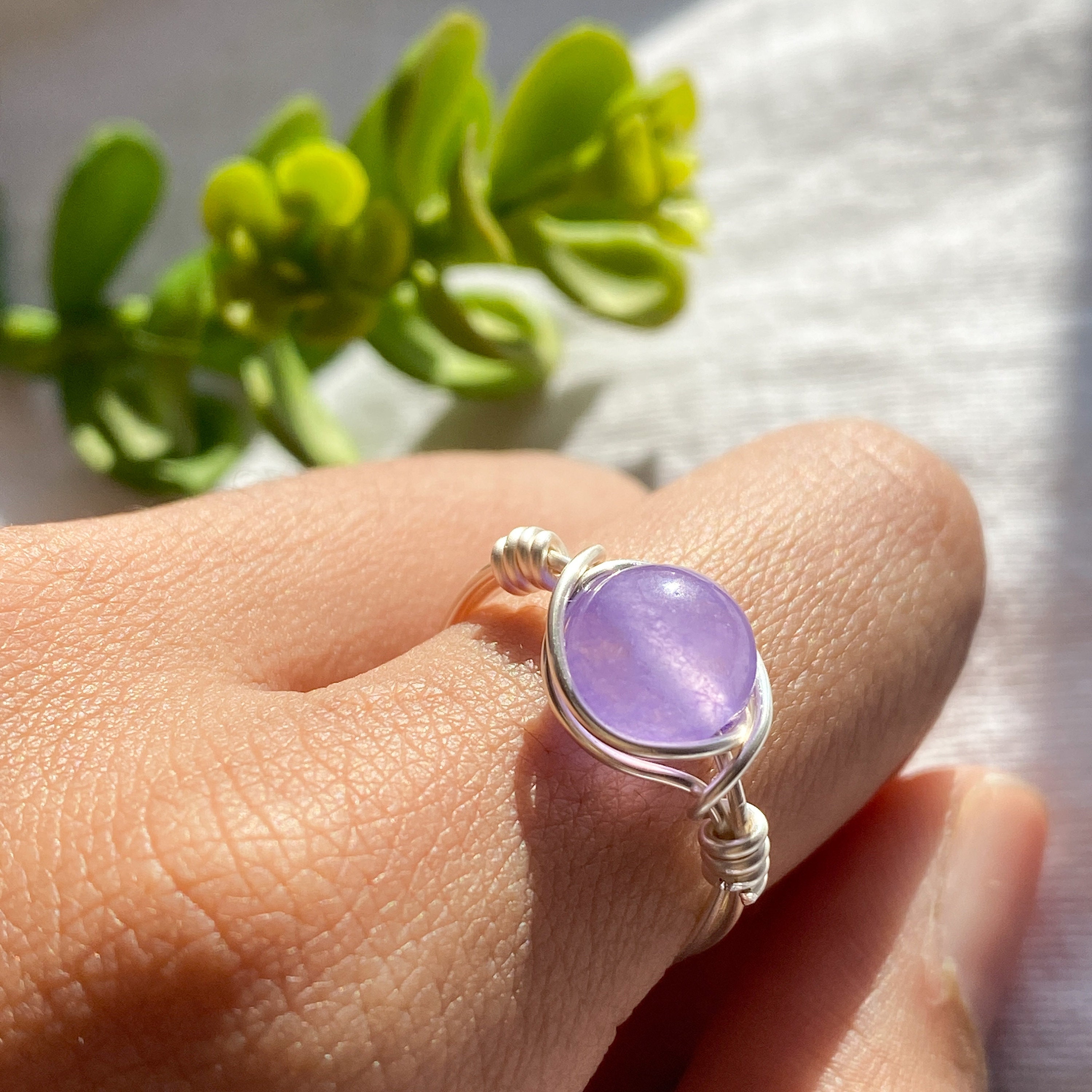 Original Purple Jade Ring Handmade Ring Wire Wrapped Ring Etsy