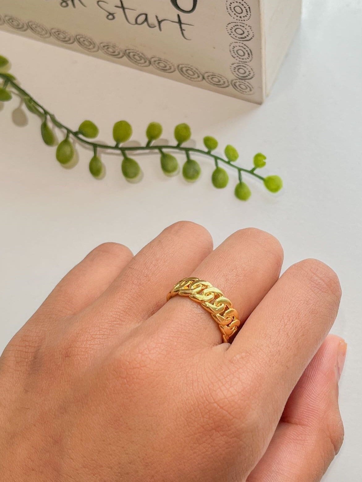 │Light luxury│A touch of luxury• Adjustable chain ring• Ring• 14K gold  note• 14kgf - Shop ZILUN Jewelry General Rings - Pinkoi