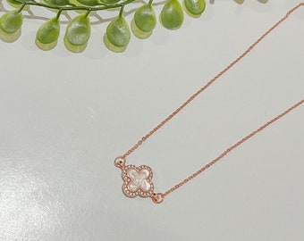 10k Rose Gold Micro-Pave CZ Pendant - Dainty Round Pendant With 61 White CZ Stones