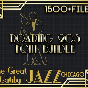 Roaring 1920s Font Bundle, The Great Gatsby Font for Cricut, Chicago Font Instant Download, Jazz Font, Themed Party Font
