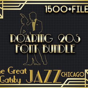 Bundle de polices rugissantes des années 1920, police The Great Gatsby pour Cricut, téléchargement immédiat de polices Chicago, police de jazz, police de fête à thème