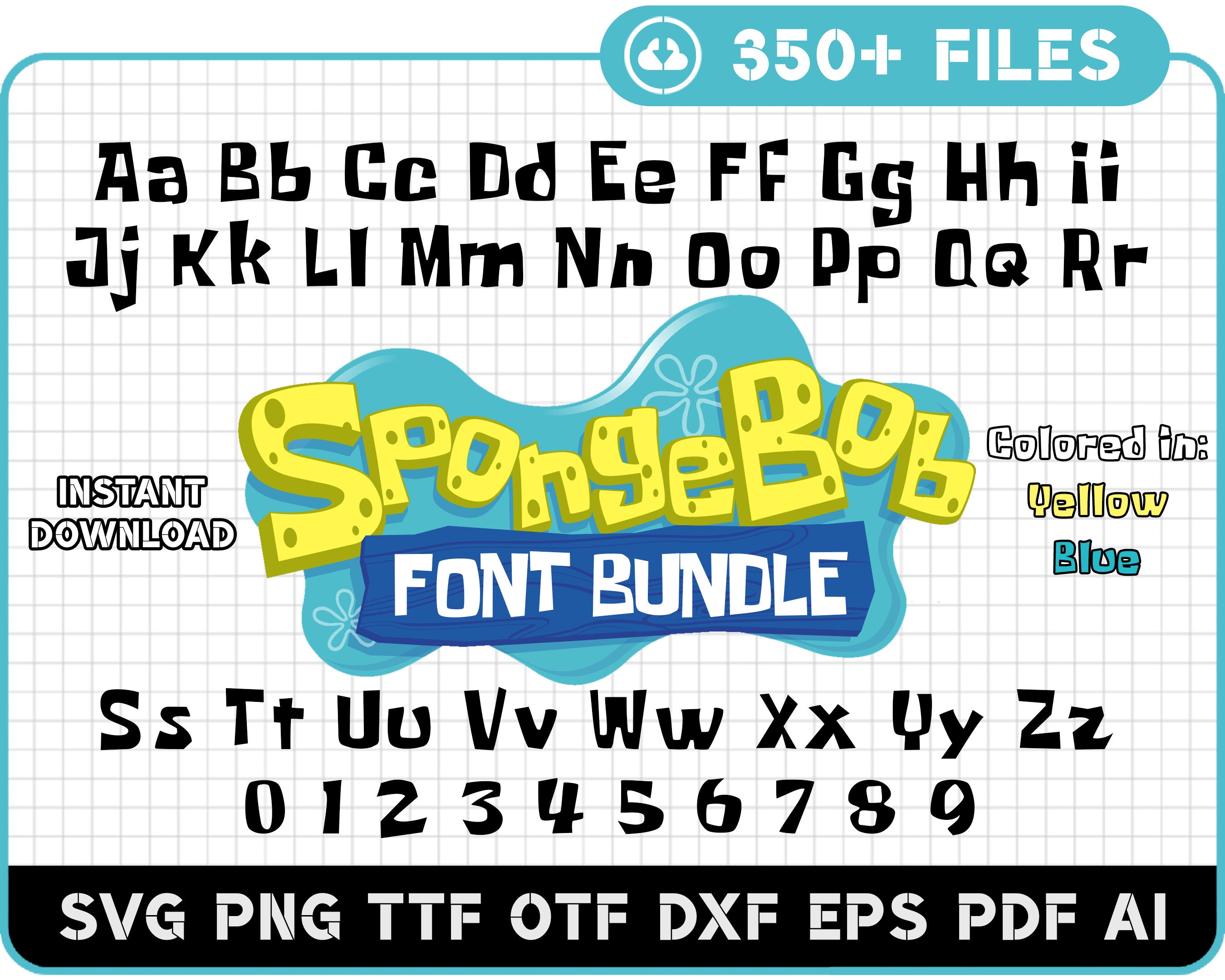 SpongeBob SVG Font Bundle SpongeBob Font PNG Alphabet | Etsy México