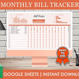 Bill Tracker Spreadsheet, Google Sheets Bill Tracking Template, Monthly Bills